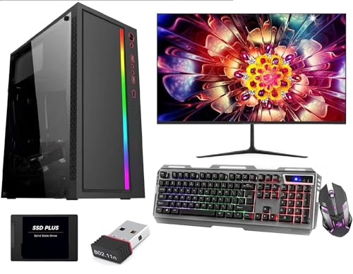 KRYNORCXY i5 Gaming Computer Full Pc System for Gaming (Core i5-4th Processor/DDR3 16GB RAM /512GB NVME SSD/GT 730 4GB Graphics/19 inch inch HD Led Monitor/Gaming Keyboard Mouse/Home windows 10/WiFi