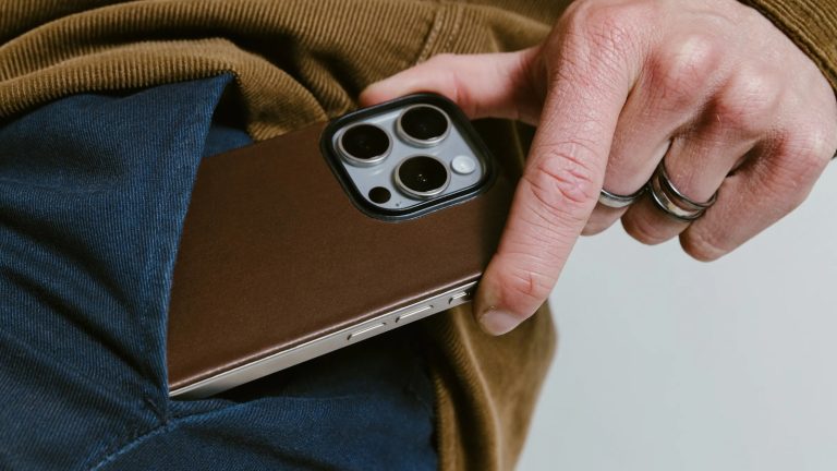 This leather-based again for iPhone 15 retains your iPhone’s feel and appear