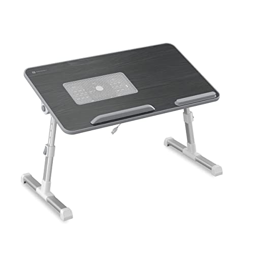 Portronics My Buddy Plus Adjustable Laptop computer Desk with Constructed-in USB Cooling Fan, Foldable Legs, Adjustable Angle for Dwelling, Workplace, Working, Gaming & Writing(Black)