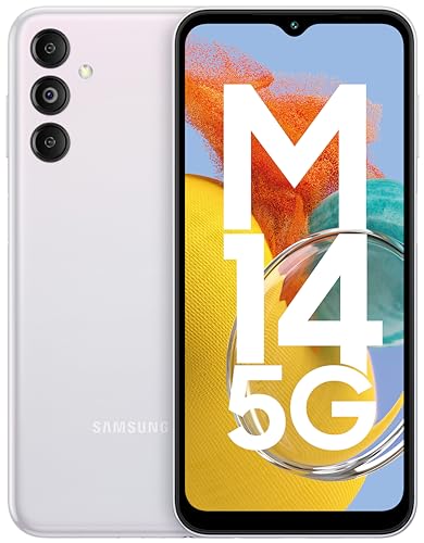 Samsung Galaxy M14 5G (ICY Silver,6GB,128GB)|50MP Triple Cam|Section’s Solely 6000 mAh 5G SP|5nm Processor|2 Gen. OS Improve & 4 12 months Safety Replace|12GB RAM with RAM Plus|Android 13|With out Charger