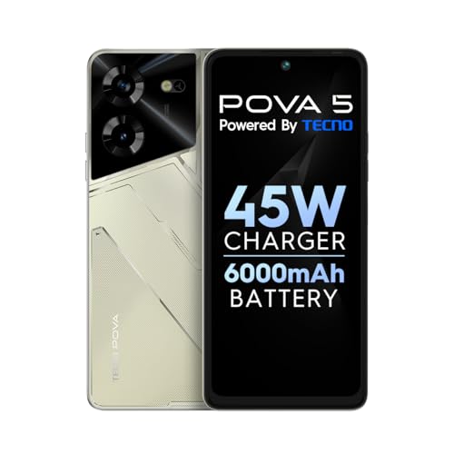 TECNO Pova 5 (Amber Gold, 8GB RAM,128GB Storage) | Section 1st 45W Extremely Quick Charging | 6000mAh Large Battery | 50MP AI Twin Digicam | 3D Textured Design | 6.78”FHD+ Show