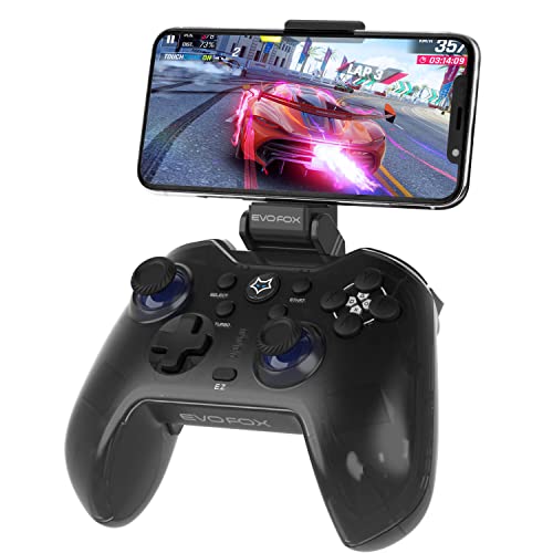 EvoFox Go Smartphone Bluetooth Gamepad for iPhones, iPads, and Android, Jio Video games Cloud with The Dojo App, Removable Cell Clamp, Turbo and Macro Buttons, and Extra (Gray)
