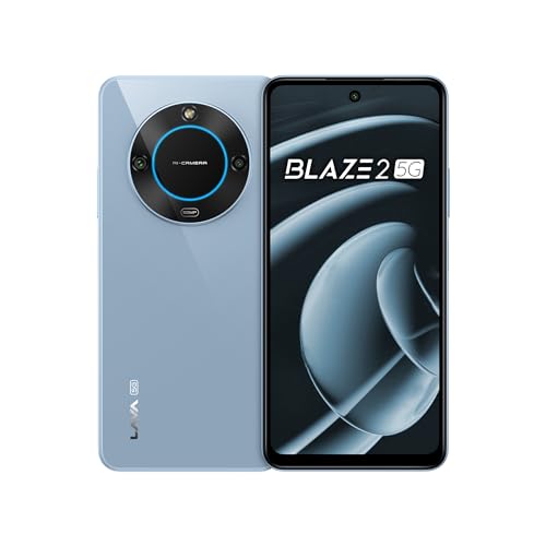 Lava Blaze 2 5G (Glass Blue, 4GB RAM, 64GB Storage)| Beautiful Ring Gentle| 50 MP AI Digital camera |5000 mAh Battery| Upto 8 GB Expandable RAM