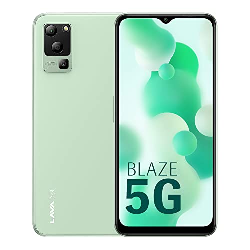 Lava Blaze 5G (Glass Inexperienced, 4GB RAM, UFS 2.2 128GB Storage) | 5G Prepared | 50MP AI Triple Digital camera | Upto 7GB Expandable RAM | Charger Included | Clear Android (No Bloatware)