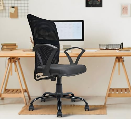 MRC Govt Sigma Mid Again Revolving Breathable Mesh Cloth Customer Workplace Chair Ergonomically Appropriate for Work from Residence, Pc, Desk, Examine & Reception (Black)