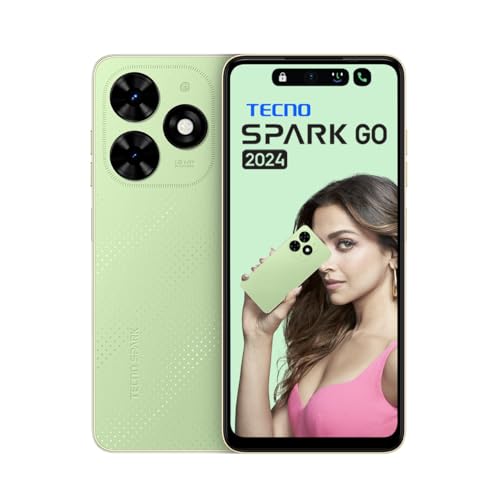 TECNO Spark GO 2024 (Magic Pores and skin Inexperienced,8GB* RAM, 128GB ROM)| Phase First 90Hz Dot-in Show with Dynamic Port & Twin Audio system with DTS| 5000mAh| 10W Sort-C| Fingerprint Sensor| Octa-Core Processor