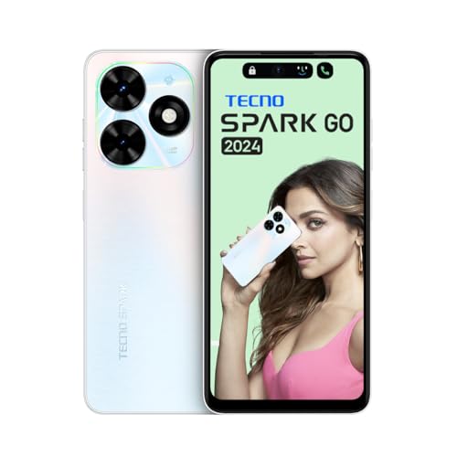 TECNO Spark GO 2024 (Thriller White,8GB* RAM, 128GB ROM)| Section First 90Hz Dot-in Show with Dynamic Port & Twin Audio system with DTS| 5000mAh| 10W Sort-C| Fingerprint Sensor| Octa-Core Processor