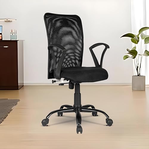 TROSTA ARES Mid-Again Ergonomic Chair | Workplace Chair | revolving Chair | Research Chair | Desk Chair | Work from Dwelling Chair | mesh Again Chair (ARES, ARES Black)