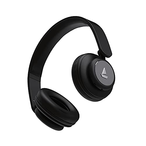 boAt Rockerz 450 Bluetooth On Ear Headphones with Mic, Upto 15 Hours Playback, 40MM Drivers, Padded Ear Cushions, Built-in Controls and Twin Modes(Luscious Black)