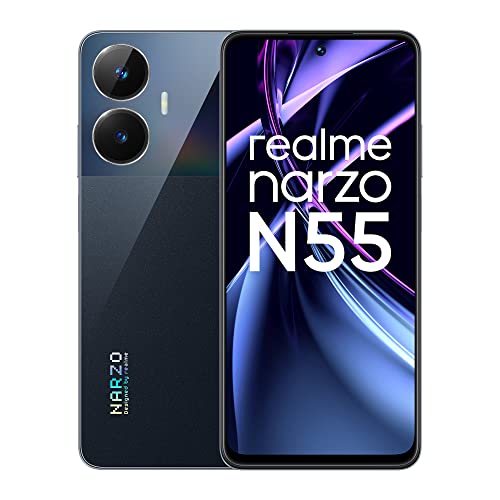 realme narzo N55 (Prime Black, 6GB+128GB) 33W Phase Quickest Charging | Tremendous Excessive-res 64MP Main AI Digicam