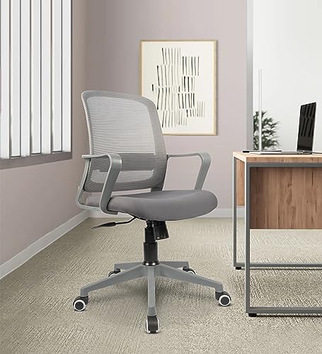 Vergo Empower Ergonomic Mid Again Mesh Workplace Chair | Lumbar Help, Butterfly Mechanism, Heavy Obligation Nylon Base | Dwelling Workplace Desk Chair, 3 Years Guarantee (Gray)