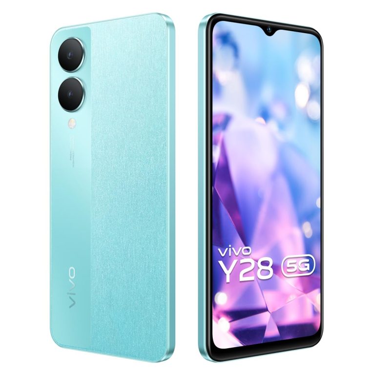 Vivo Y28 5G (Glitter Aqua, 4GB RAM, 128GB Storage) with No Value EMI/Further Change Gives