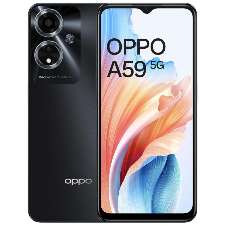 OPPO A59 5G (Starry Black, 4GB RAM, 128GB Storage) | 5000 mAh Battery with 33W SUPERVOOC Charger | 6.56″ HD+ 90Hz Show | with No Value EMI/Extra Trade Affords