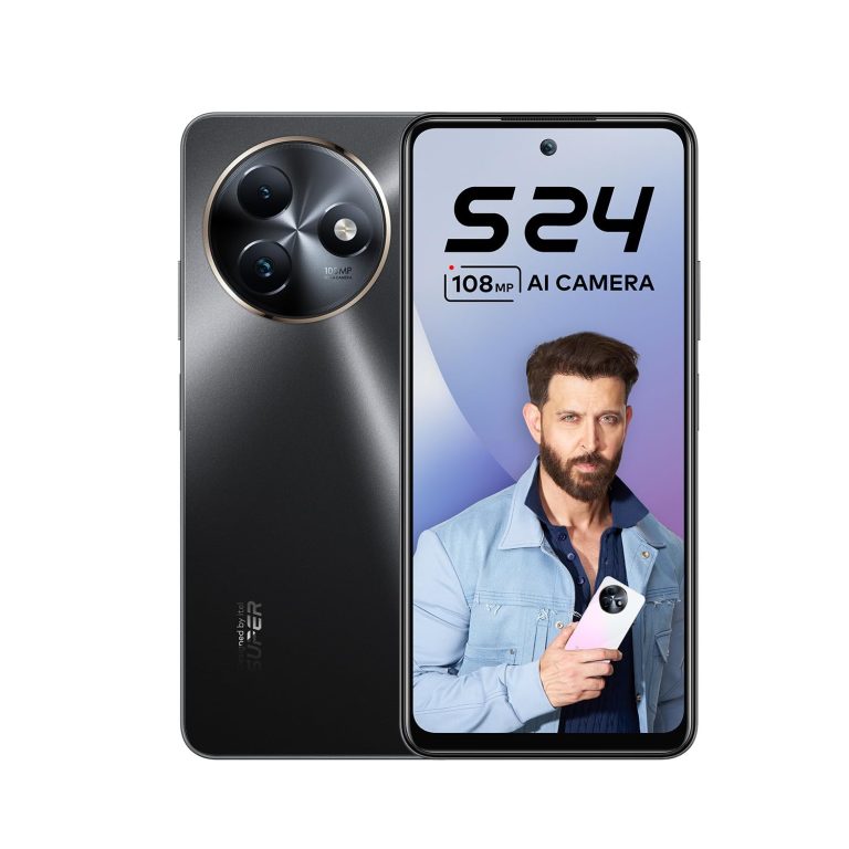 itel S24 (8GB RAM + 128GB ROM) Upto 16GB RAM with Reminiscence Fusion | 108MP AI Rear Digital camera | 6.6″ HD+ 90 Hz Punch Gap | Helio G91 | Twin DTS Audio system | Facet Fingerprint | 18W Sort C | Starry Black