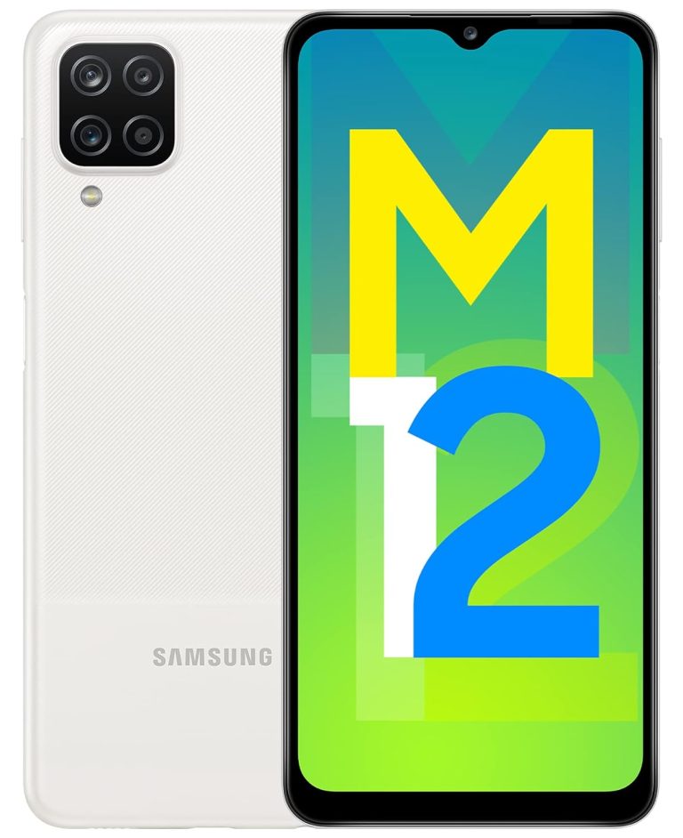 Samsung Galaxy M12 (White,4GB RAM, 64GB Storage) 6000 mAh with 8nm Processor | True 48 MP Quad Digital camera | 90Hz Refresh Fee