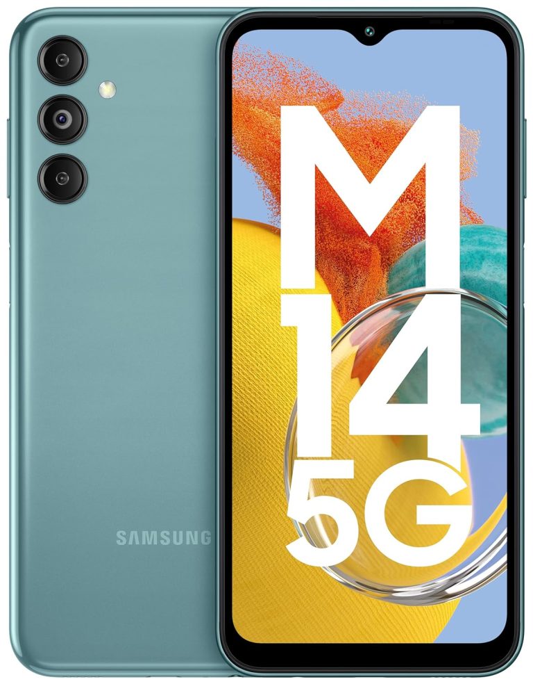 Samsung Galaxy M14 5G (Smoky Teal,6GB,128GB)|50MP Triple Cam|Section’s Solely 6000 mAh 5G SP|5nm Processor|2 Gen. OS Improve & 4 12 months Safety Replace|12GB RAM with RAM Plus|Android 13|With out Charger