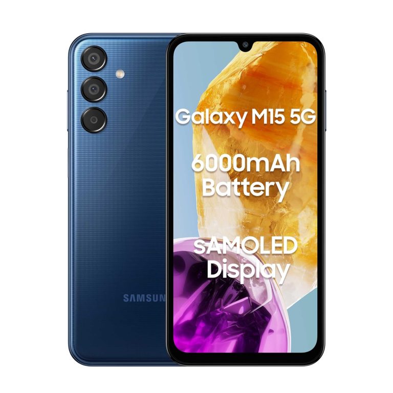 Samsung Galaxy M15 5G (Blue Topaz,8GB RAM,128GB Storage)| 50MP Triple Cam| 6000mAh Battery| MediaTek Dimensity 6100+| 4 Gen. OS Improve & 5 12 months Safety Replace| Tremendous AMOLED Show| With out Charger