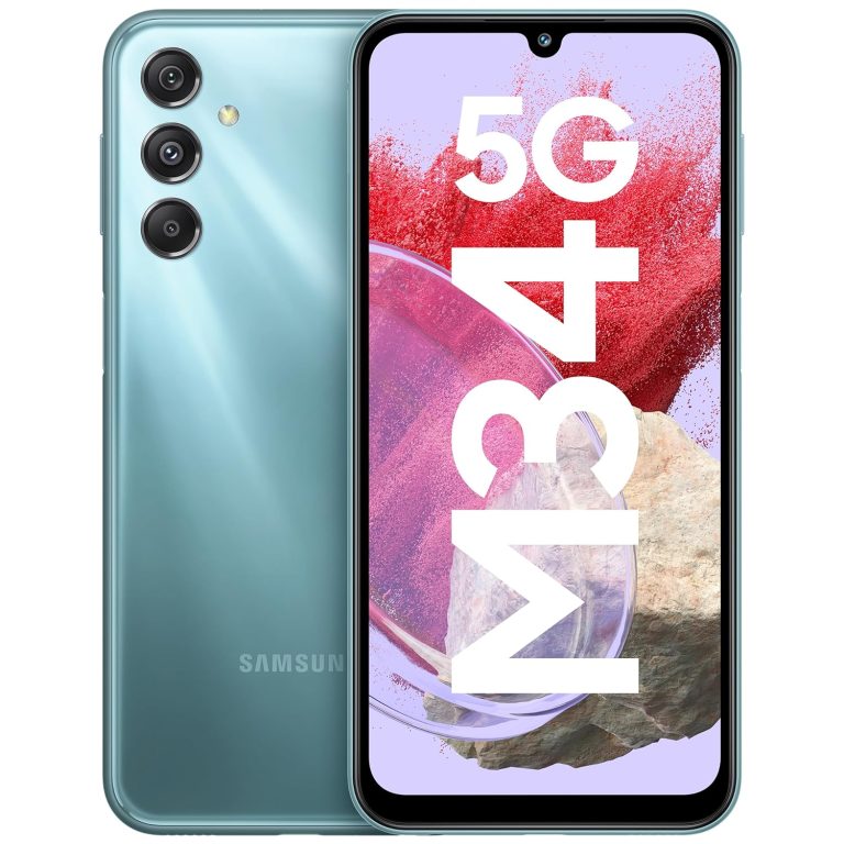 Samsung Galaxy M34 5G (Waterfall Blue,6GB,128GB)|120Hz sAMOLED Show|50MP Triple No Shake Cam|6000 mAh Battery|4 Gen OS Improve & 5 Yr Safety Replace|12GB RAM with RAM+|Android 13|With out Charger