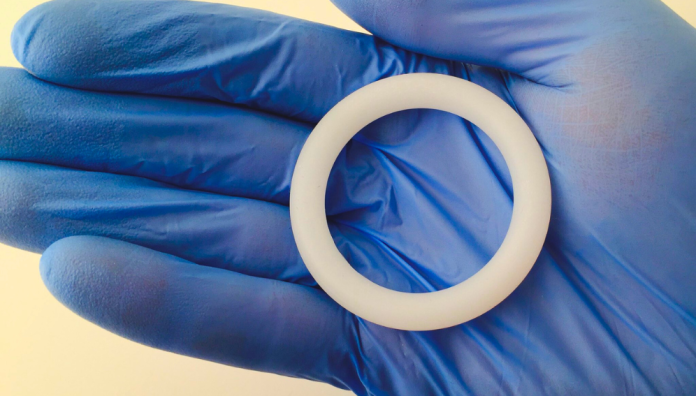 A silicone vaginal ring.